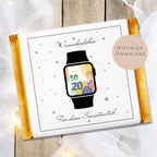 Druckvorlage Geldgeschenk Uhr | Schokoladenbanderole zum Ausdrucken | Geld kreativ verschenken | Geschenkidee für Schokolade Ritter Sport