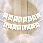 Druckvorlage MR & MRS Banner mit Namen l Hochzeitsgirlande zum Download I Wimpelkette personalisiert I Hochzeitsdeko Kirche Ausdrucken PDF