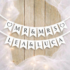 Druckvorlage MR & MRS Girlande mit Namen l Hochzeitsgirlande zum Download I Wimpelkette personalisiert I Hochzeitsdeko Kirche Ausdrucken PDF