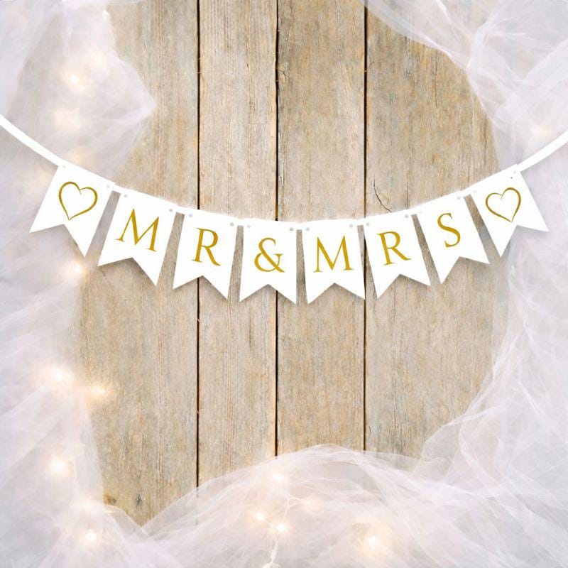 Druckvorlage MR & MRS Banner Hochzeit l Hochzeitsgirlande zum Download I Wimpelkette Verlobung I Wimpel Hochzeitsdeko Kirche Ausdrucken PDF