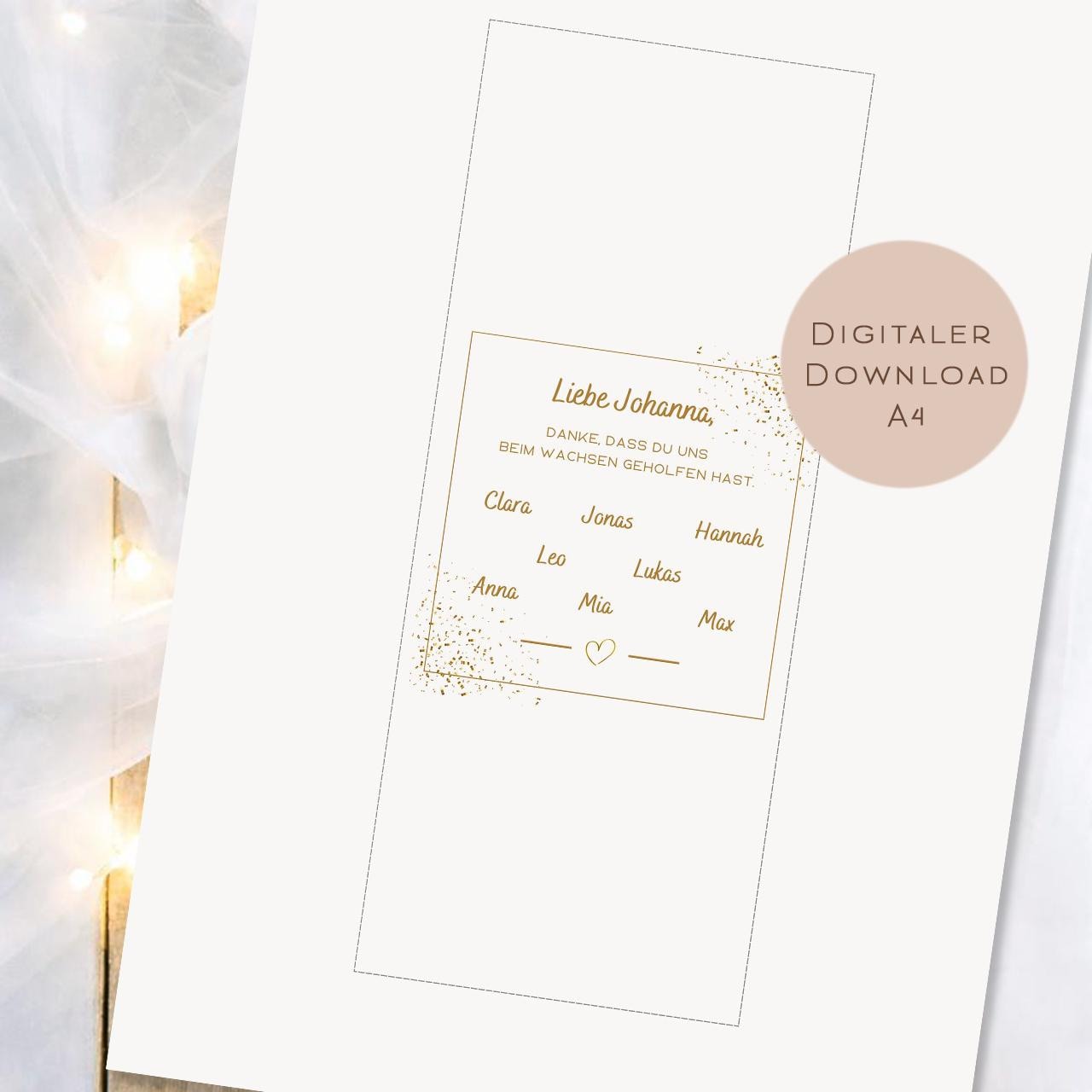 Druckvorlage Abschiedsgeschenk Erzieherin Kinder Name | Schokoladenbanderole Kita Geschenk | Geschenkidee Ausdrucken PDF Download