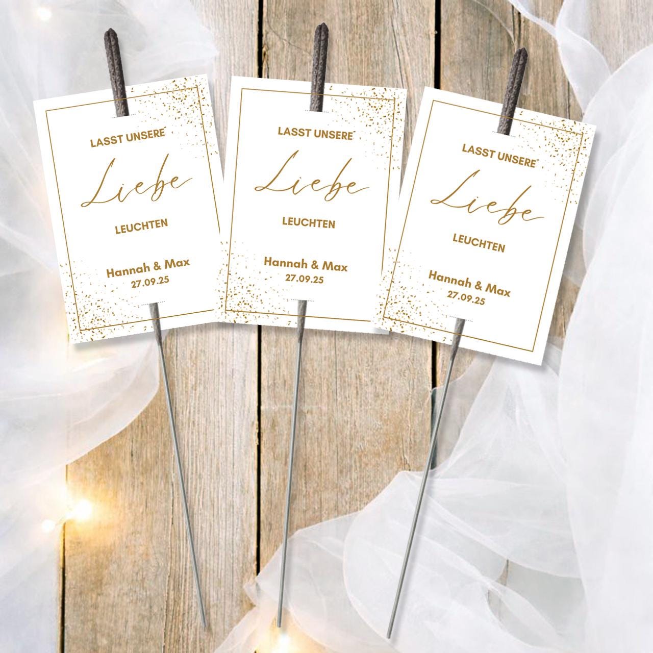 Druckvorlage Hochzeit Wunderkerzen Knicklicht l Brautpaar Name personalisiert I Mitbringsel Geschenk Hochzeitsdatum I Vorlage Ausdrucken PDF