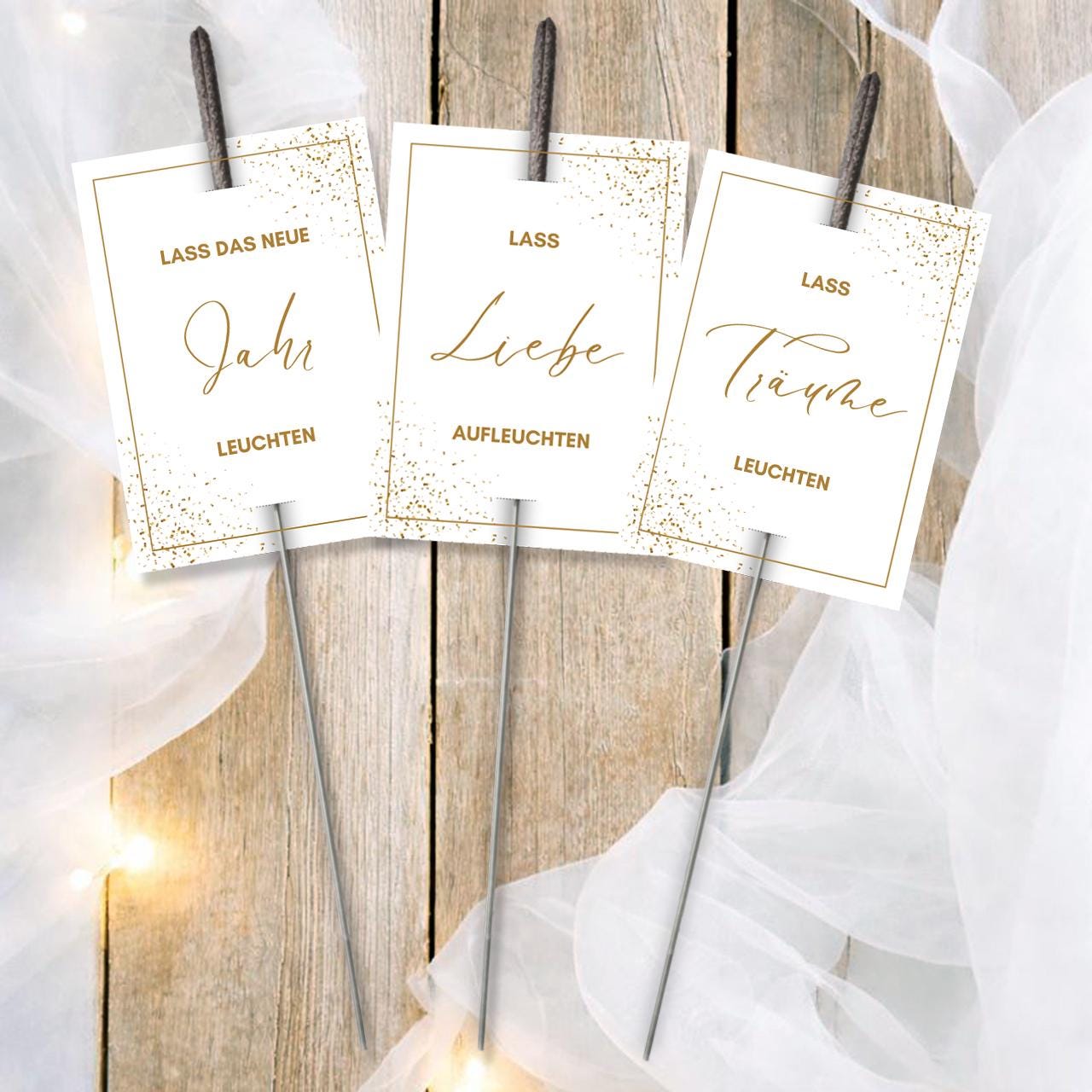 Druckvorlage Silvester Wunderkerzen & Knicklichter l Geburtstag Gastgeschenk l Neujahr Geschenk Mitbringsel Party I Vorlage Ausdrucken PDF