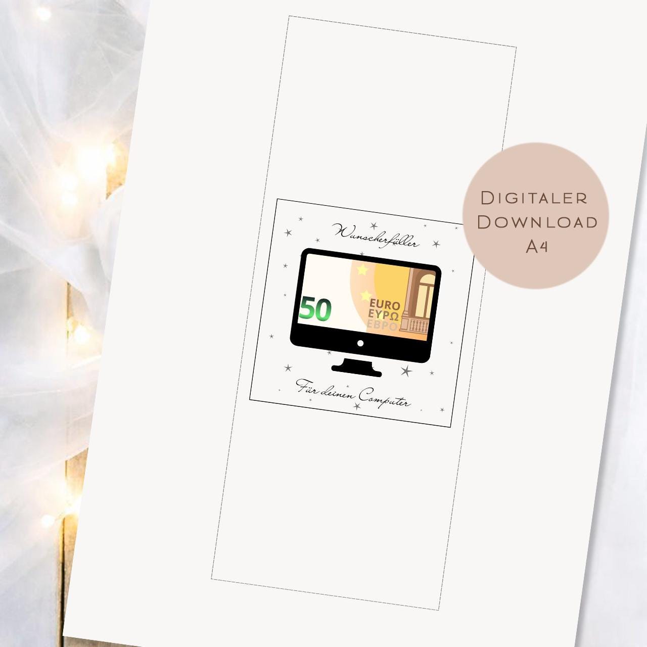 Druckvorlage Geldgeschenk Computer | Schokoladenbanderole zum Ausdrucken | Geld kreativ verschenken | Geschenkidee für Schokolade Ritter Sport