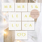 Druckvorlage MR & MRS Banner mit Namen l Hochzeitsgirlande zum Download I Wimpelkette personalisiert I Hochzeitsdeko Kirche Ausdrucken PDF