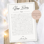 Druckvorlage Gutschein Geburtstag Name personalisiert | Wortsuchrätsel Geschenk | Zeit statt Zeug I Geschenkidee Ausdrucken PDF Download