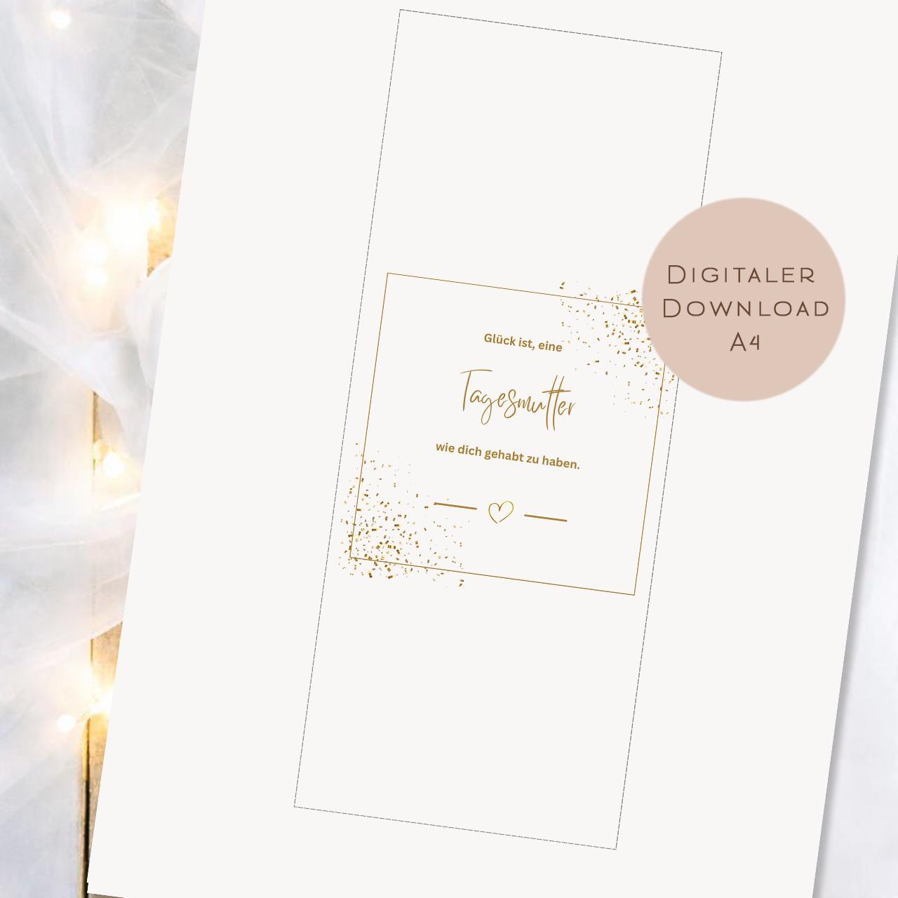 Druckvorlage Abschiedsgeschenk Tagesmutter | Schokoladenbanderole | Tagesmutter Geschenk | Kleine Geschenkidee zum Ausdrucken PDF Download