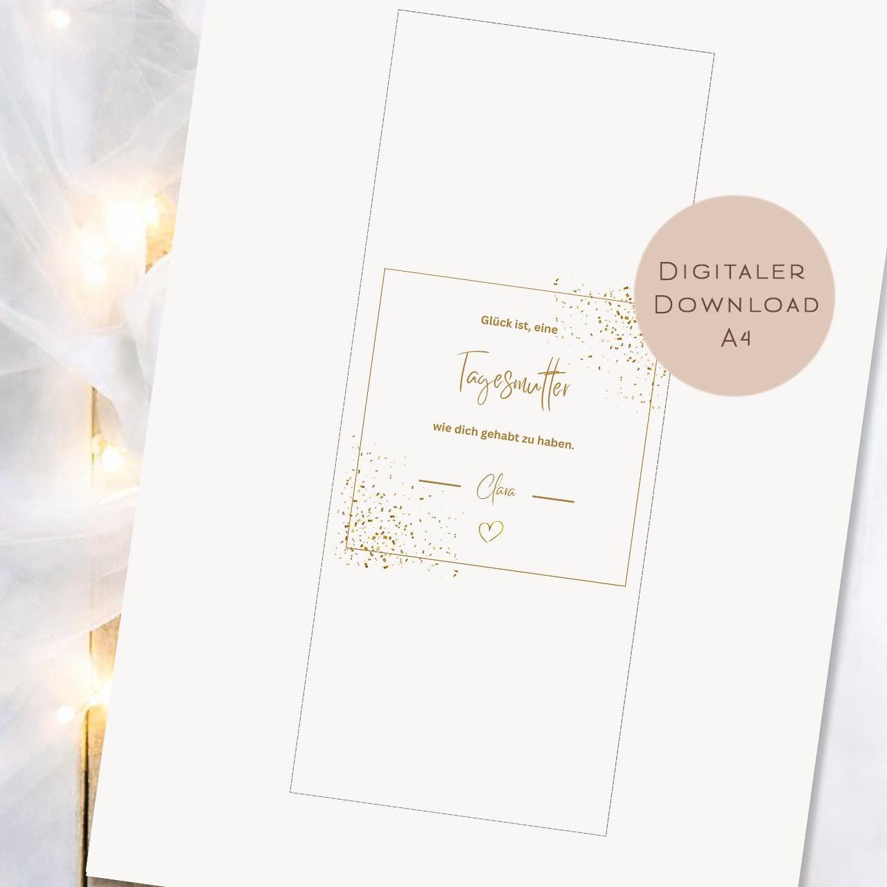 Druckvorlage Abschiedsgeschenk Tagesmutter Kind Name | Schokoladenbanderole Tagesmutter Geschenk | Geschenkidee zum Ausdrucken PDF Download