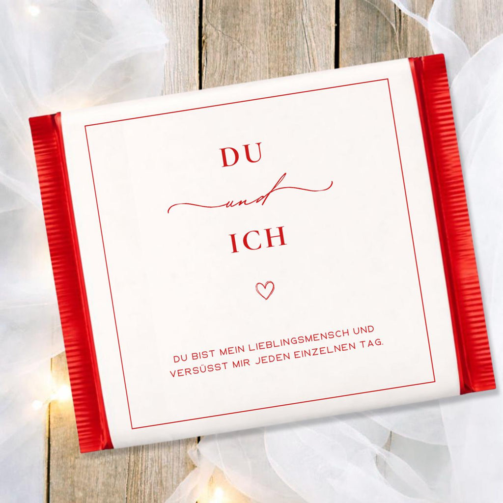 Druckvorlage Valentinstag Liebe | Schokoladenbanderole | Liebeserklärung Geschenk | Kleine Geschenkidee zum Ausdrucken du & ich PDF Download