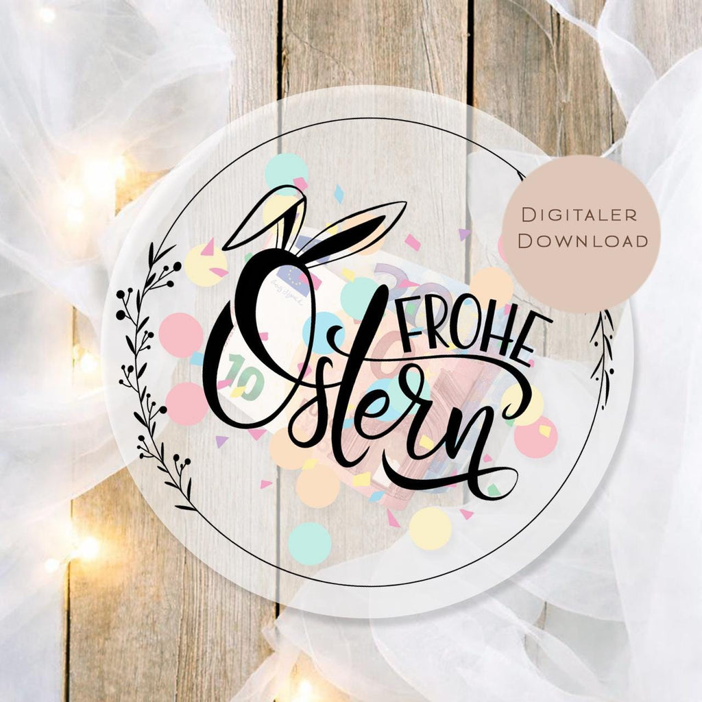 Druckvorlage Schüttelkarte Ostern | Osterhase Geschenk Geld Gutschein | Geldgeschenk Osterfest zum Ausdrucken für den Osterkorb PDF Download