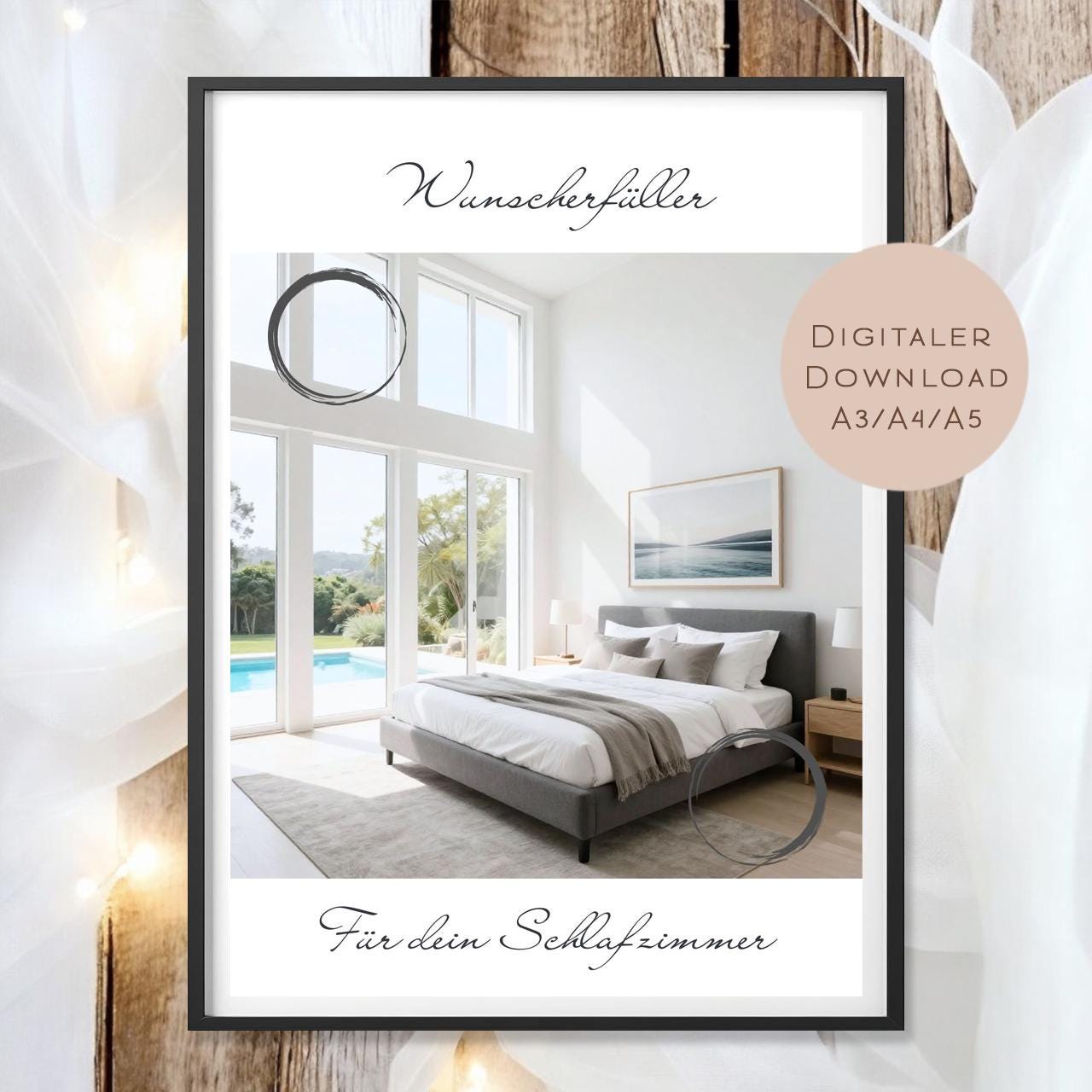 Geldgeschenk Schlafzimmer mit Boxspringbett l Umzug Geld schenken l Möbel Geburtstagsgeschenk l Hausbau Gutschein Geschenk Wunscherfüller