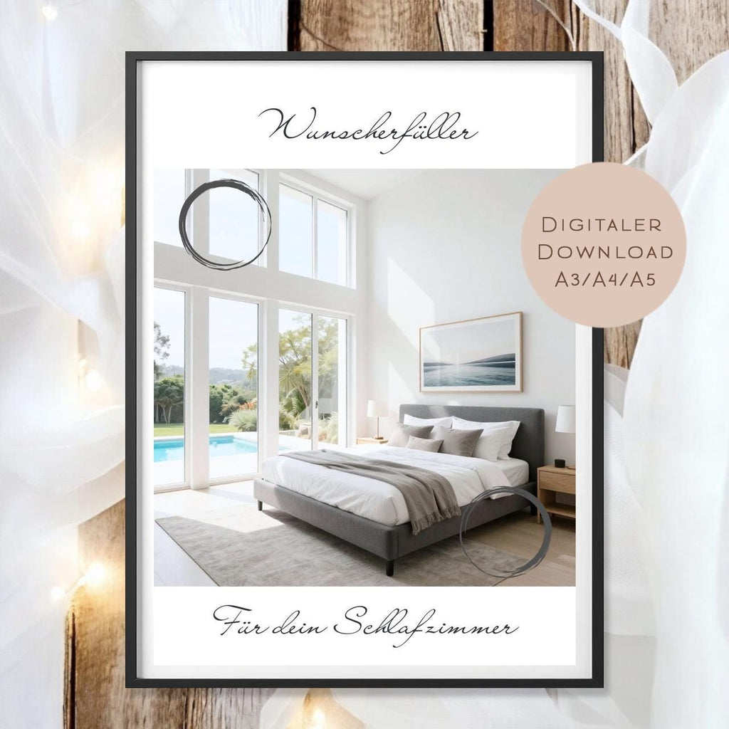 Geldgeschenk Schlafzimmer mit Boxspringbett l Umzug Geld schenken l Möbel Geburtstagsgeschenk l Hausbau Gutschein Geschenk Wunscherfüller