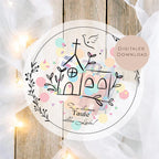 Druckvorlage Schüttelkarte Taufe | Geschenk Geld Gutschein schenken | Geldgeschenk Taube Kirche Karte zum Ausdrucken PDF Download