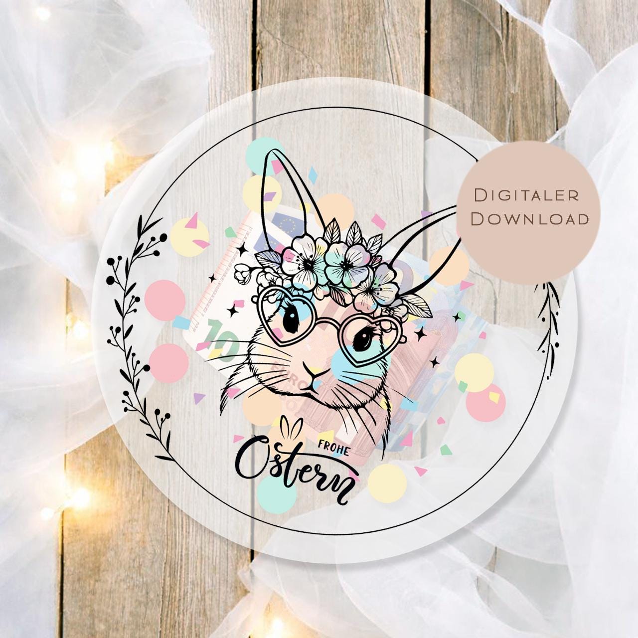 Druckvorlage Schüttelkarte Ostern | Osterhase Geschenk Geld Gutschein | Geldgeschenk Osterfest zum Ausdrucken für den Osterkorb PDF Download