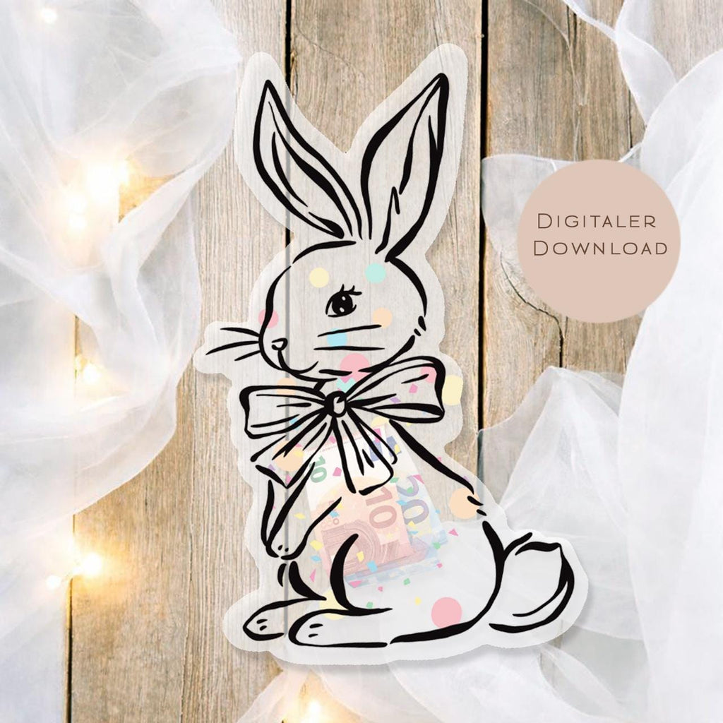 Druckvorlage Schüttelkarte Ostern | Osterhase Geschenk Geld Gutschein | Geldgeschenk Osterfest zum Ausdrucken für den Osterkorb PDF Download
