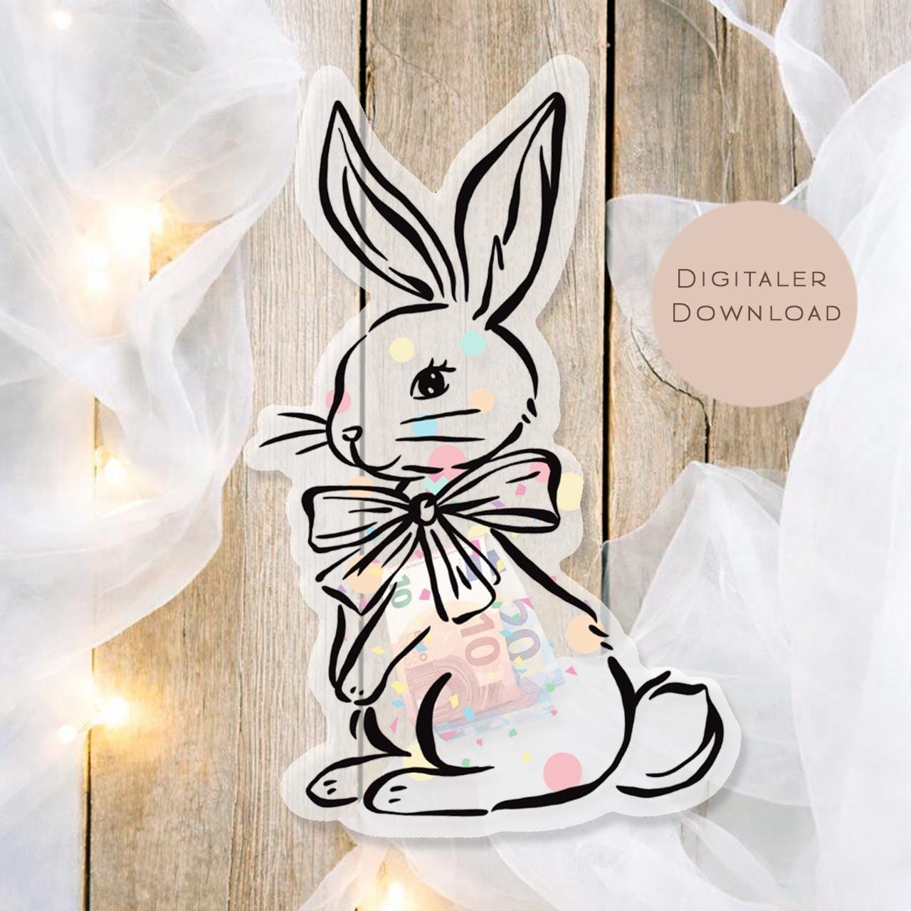 Druckvorlage Schüttelkarte Ostern | Osterhase Geschenk Geld Gutschein | Geldgeschenk Osterfest zum Ausdrucken für den Osterkorb PDF Download