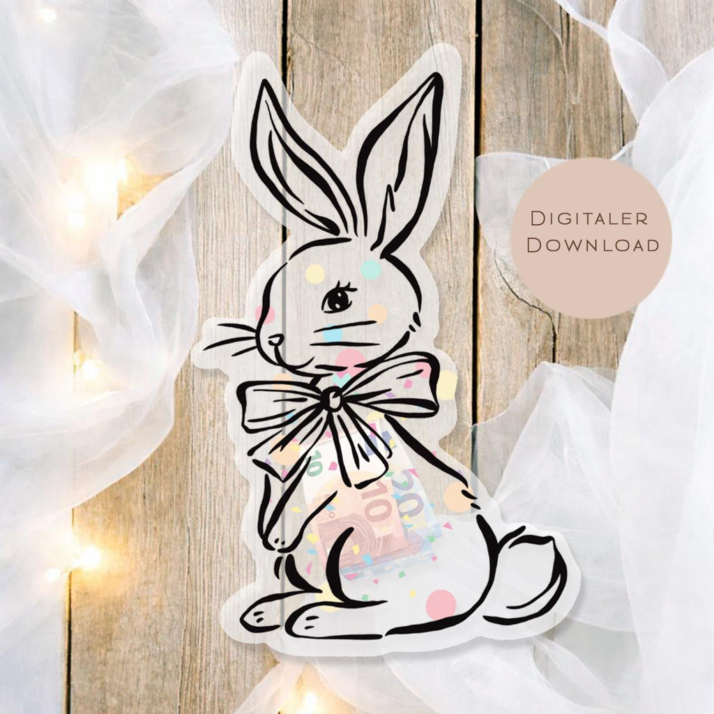 Druckvorlage Schüttelkarte Ostern | Osterhase Geschenk Geld Gutschein | Geldgeschenk Osterfest zum Ausdrucken für den Osterkorb PDF Download
