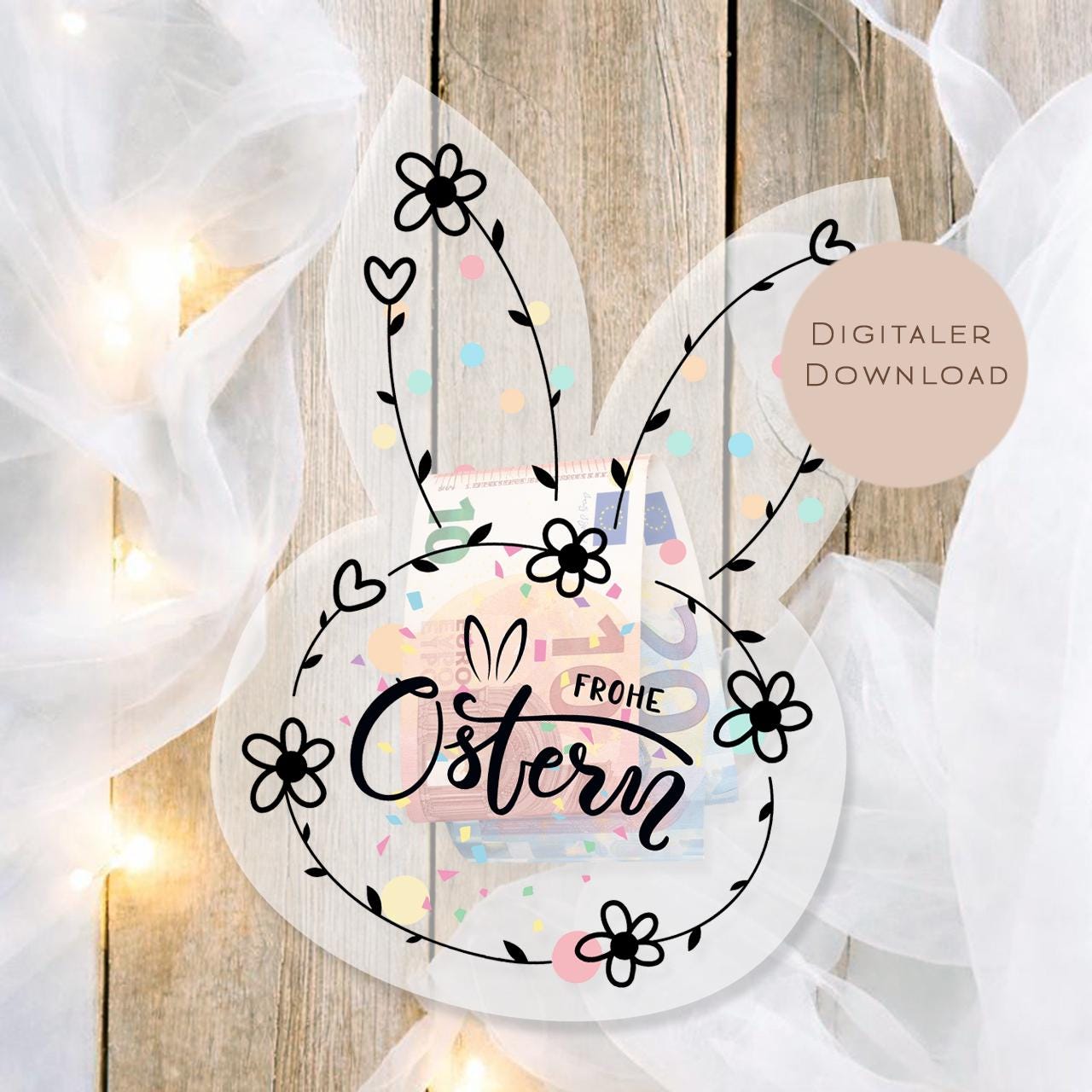 Druckvorlage Schüttelkarte Ostern | Osterhase Geschenk Geld Gutschein | Geldgeschenk Osterfest zum Ausdrucken für den Osterkorb PDF Download