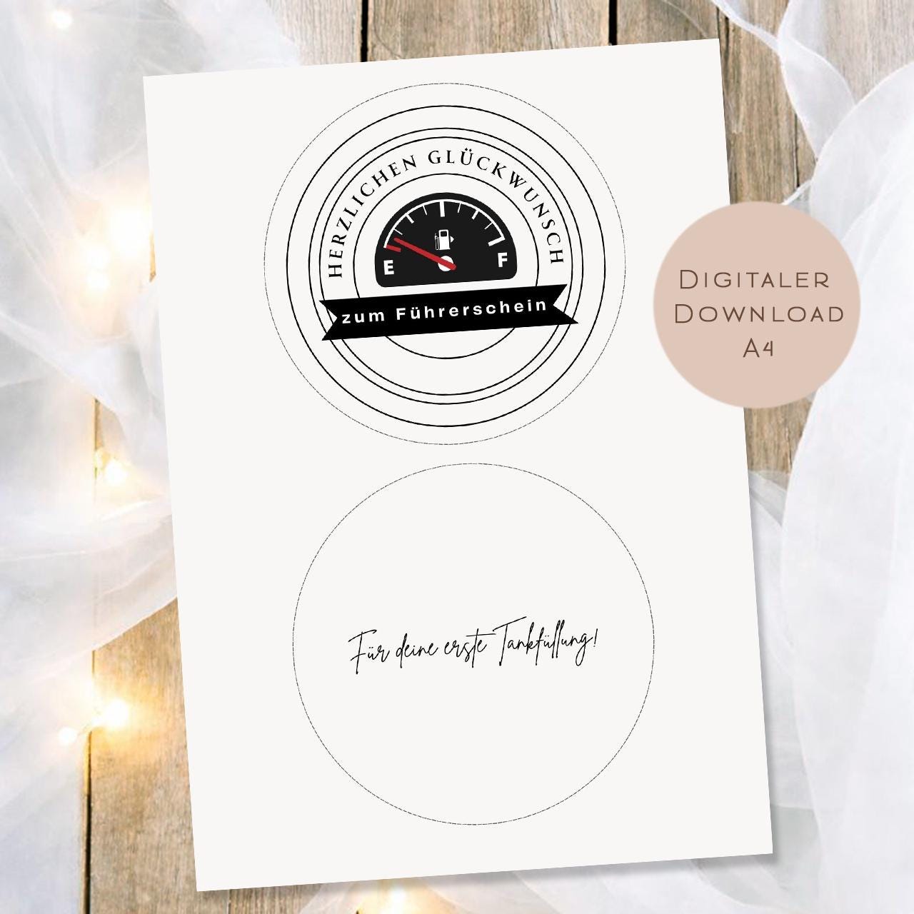 Druckvorlage Schüttelkarte Führerschein | Geldgeschenk Auto | Geschenk Geld Gutschein tanken zum Ausdrucken PDF Download