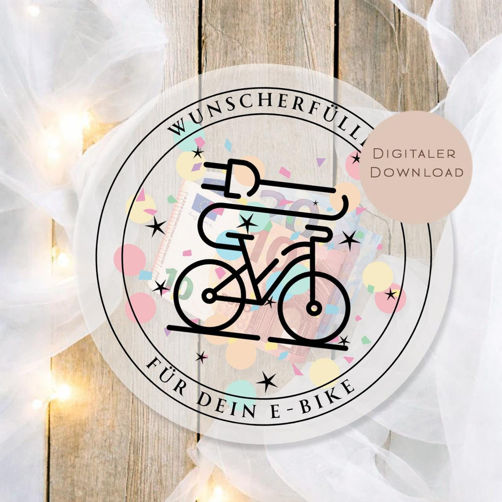 Druckvorlage Schüttelkarte E-Bike | Geburtstag Geldgeschenk Fahrrad | Geschenk Geld Gutschein Fahrradgutschein zum Ausdrucken PDF Download
