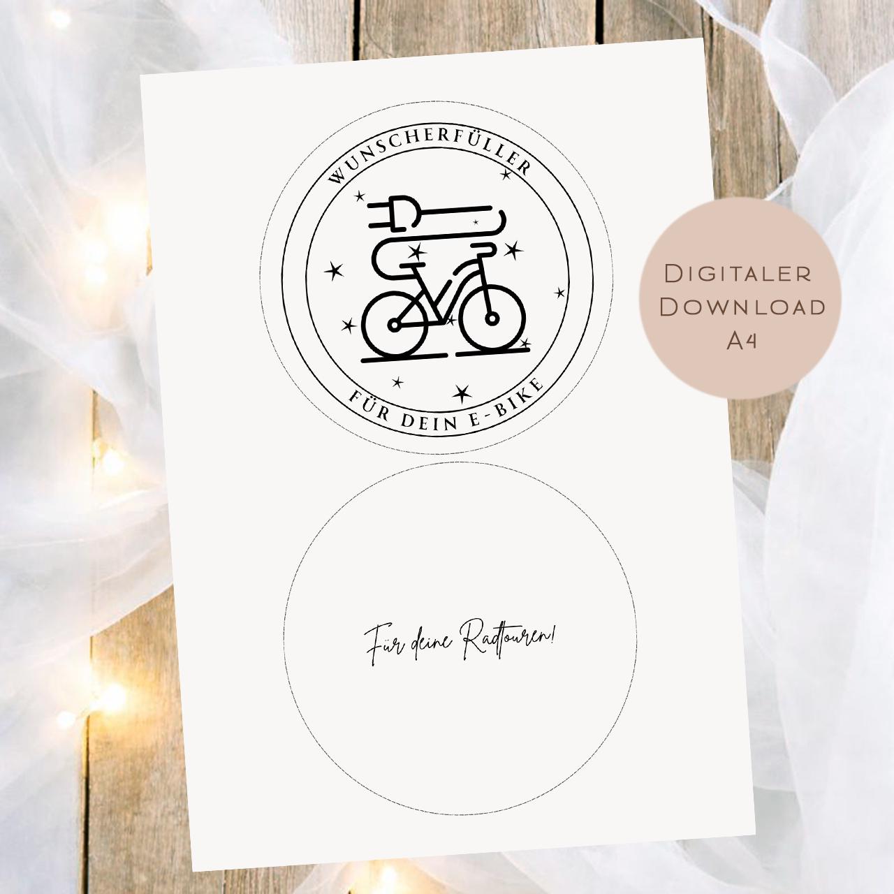 Druckvorlage Schüttelkarte E-Bike | Geburtstag Geldgeschenk Fahrrad | Geschenk Geld Gutschein Fahrradgutschein zum Ausdrucken PDF Download
