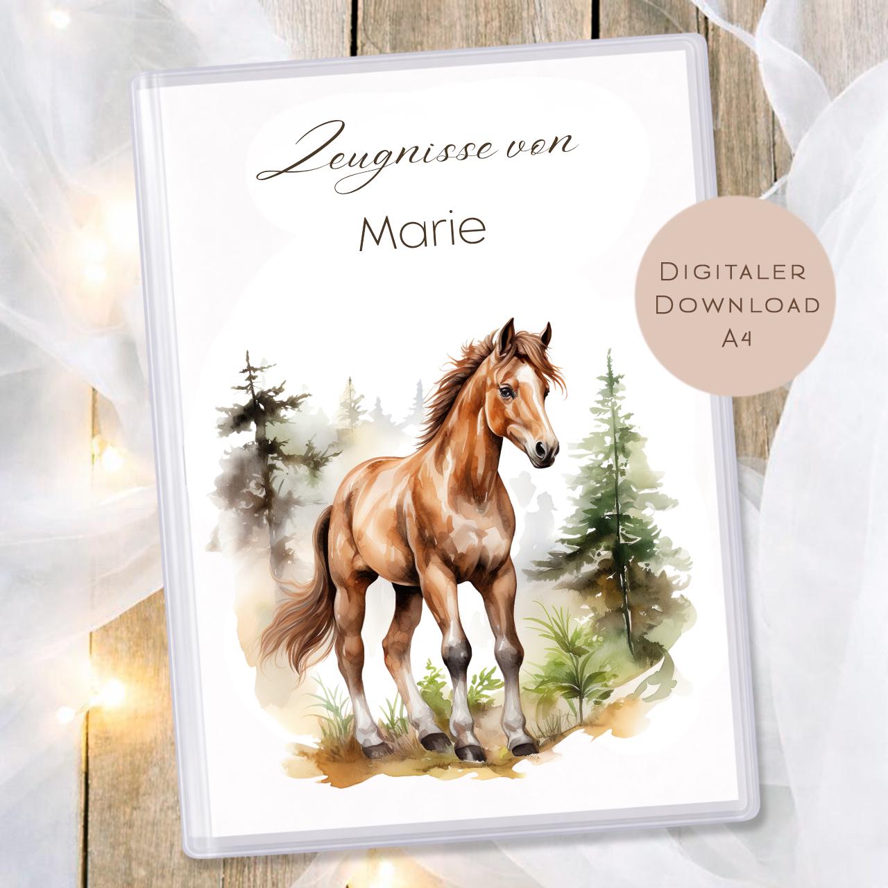 Druckvorlage Pony Zeugnismappe personalisiert | Zeugnis Name Geschenk Schulanfang I Geschenkidee Einschulung Schule Ausdrucken PDF Download