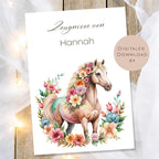 Druckvorlage Zeugnis Pferd Name personalisiert | Zeugnismappe Geschenk Schulanfang I Geschenkidee Einschulung Schule Ausdrucken PDF Download