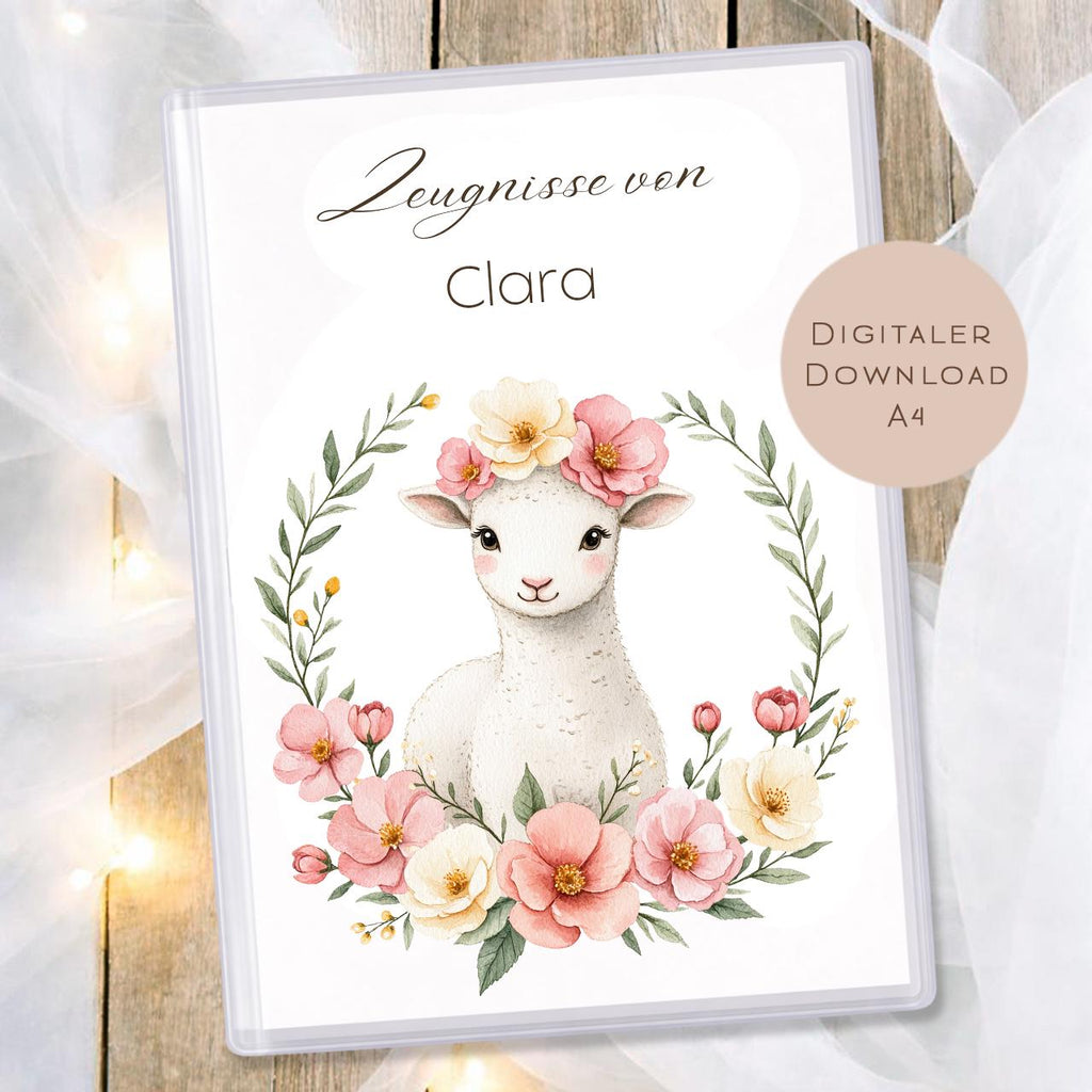 Druckvorlage Lamm Zeugnismappe personalisiert | Zeugnis Name Geschenk Schulanfang I Geschenkidee Einschulung Schule Ausdrucken PDF Download