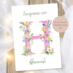 Druckvorlage Blumen Zeugnismappe personalisiert | Zeugnis Name Geschenk Schulanfang I Geschenkidee Einschulung Ausdrucken PDF Download