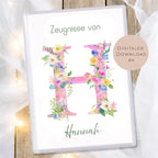 Druckvorlage Blumen Zeugnismappe personalisiert | Zeugnis Name Geschenk Schulanfang I Geschenkidee Einschulung Ausdrucken PDF Download