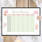 Druckvorlage Stundenplan Hase Name personalisiert | Geschenk Schulanfang | Geschenkidee Schultüte Einschulung Ausdrucken PDF Download