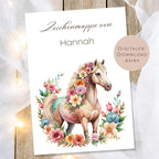 Druckvorlage Zeichenmappe Pferd Name personalisiert | Postmappe Geschenk Schulanfang I Schulmappe Einschulung Ausdrucken PDF Download