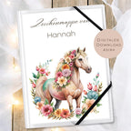 Druckvorlage Zeichenmappe Pferd Name personalisiert | Postmappe Geschenk Schulanfang I Schulmappe Einschulung Ausdrucken PDF Download