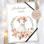 Druckvorlage Zeichenmappe Lamm Name personalisiert | Postmappe Geschenk Schulanfang I Schulmappe Einschulung Ausdrucken PDF Download