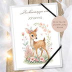 Druckvorlage Zeichenmappe Reh Name personalisiert | Postmappe Geschenk Schulanfang I Schulmappe Einschulung Ausdrucken PDF Download