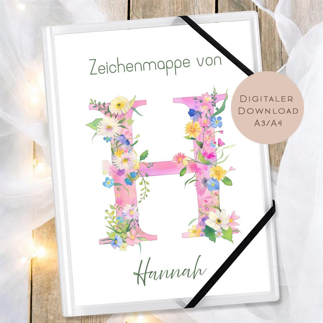 Druckvorlage Zeichenmappe Buchstabe Name personalisiert | Postmappe Geschenk Schulanfang I Schulmappe Einschulung Ausdrucken PDF Download