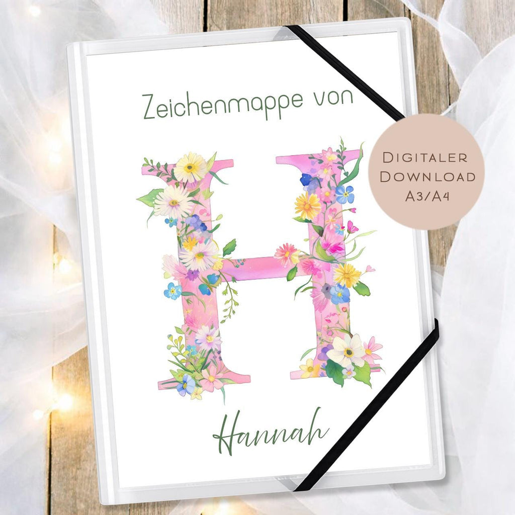 Druckvorlage Zeichenmappe Buchstabe Name personalisiert | Postmappe Geschenk Schulanfang I Schulmappe Einschulung Ausdrucken PDF Download