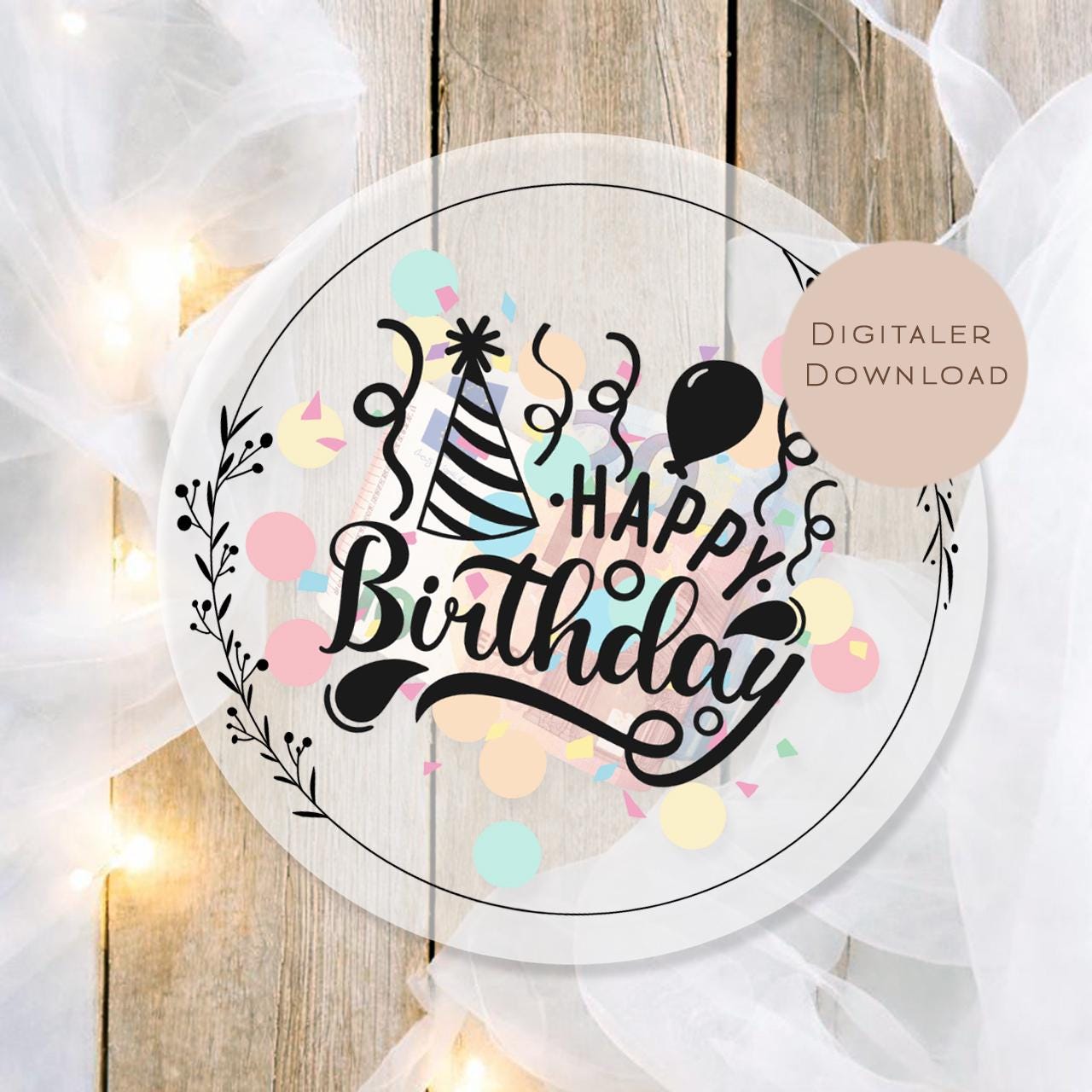 Druckvorlage Schüttelkarte Geburtstag | Geschenk Geld Gutschein schenken | Geldgeschenk Happy Birthday Karte zum Ausdrucken PDF Download