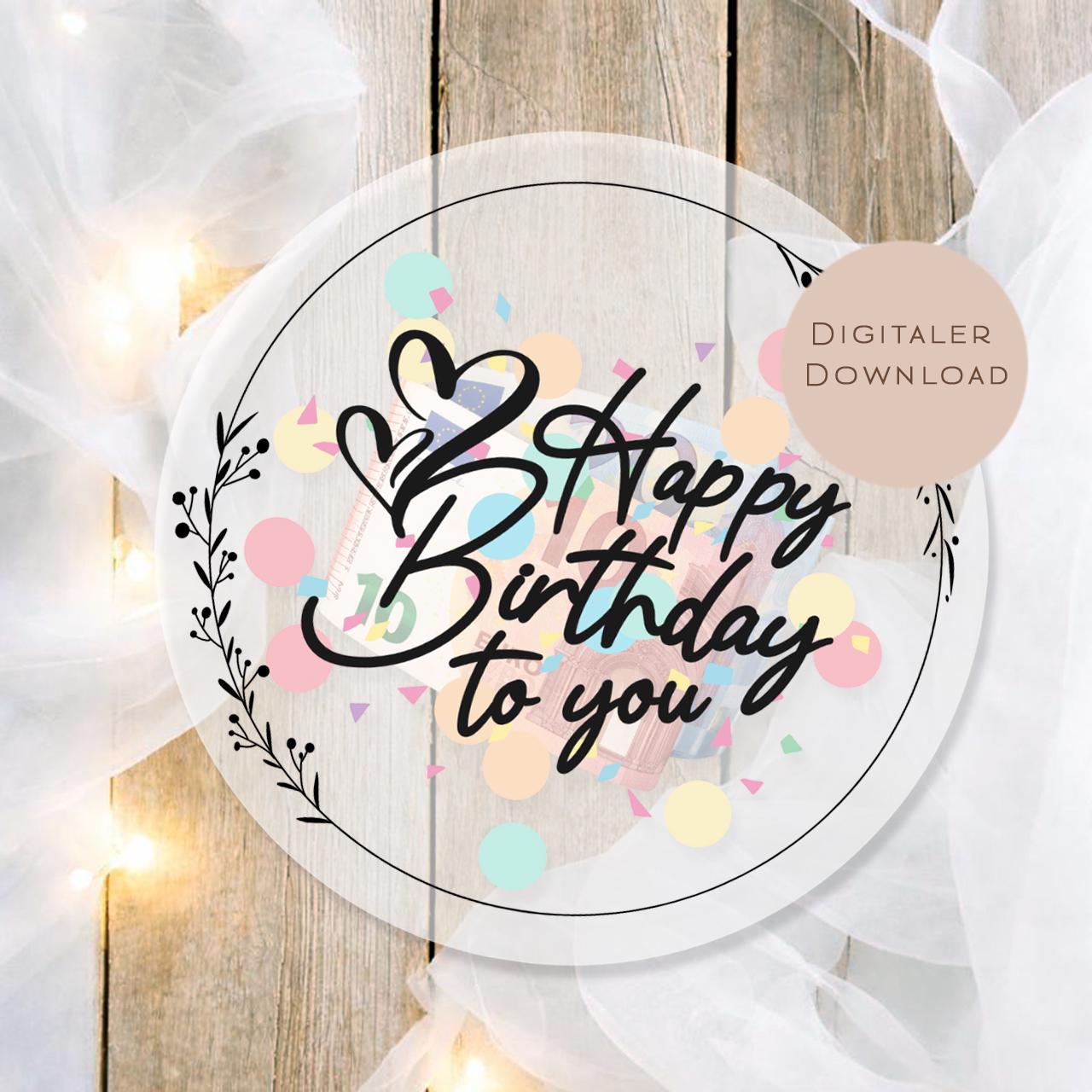 Druckvorlage Schüttelkarte Geburtstag | Geschenk Geld Gutschein schenken | Geldgeschenk Happy Birthday Karte zum Ausdrucken PDF Download