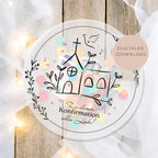 Druckvorlage Schüttelkarte Konfirmation | Geschenk Geld Gutschein schenken | Geldgeschenk Taube Kirche Karte zum Ausdrucken PDF Download