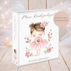 Druckvorlage Kindergarten Ordner Krippe Ballerina Name personalisiert | Kita Sammelmappe I Ringordner Kindergartenzeit Ausdrucken Download