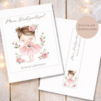 Druckvorlage Kindergarten Ordner Krippe Ballerina Name personalisiert | Kita Sammelmappe I Ringordner Kindergartenzeit Ausdrucken Download