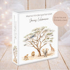 Druckvorlage Kindergarten Ordner Krippe Safari Name personalisiert | Kita Sammelmappe I Ringordner Kindergartenzeit Ausdrucken Download