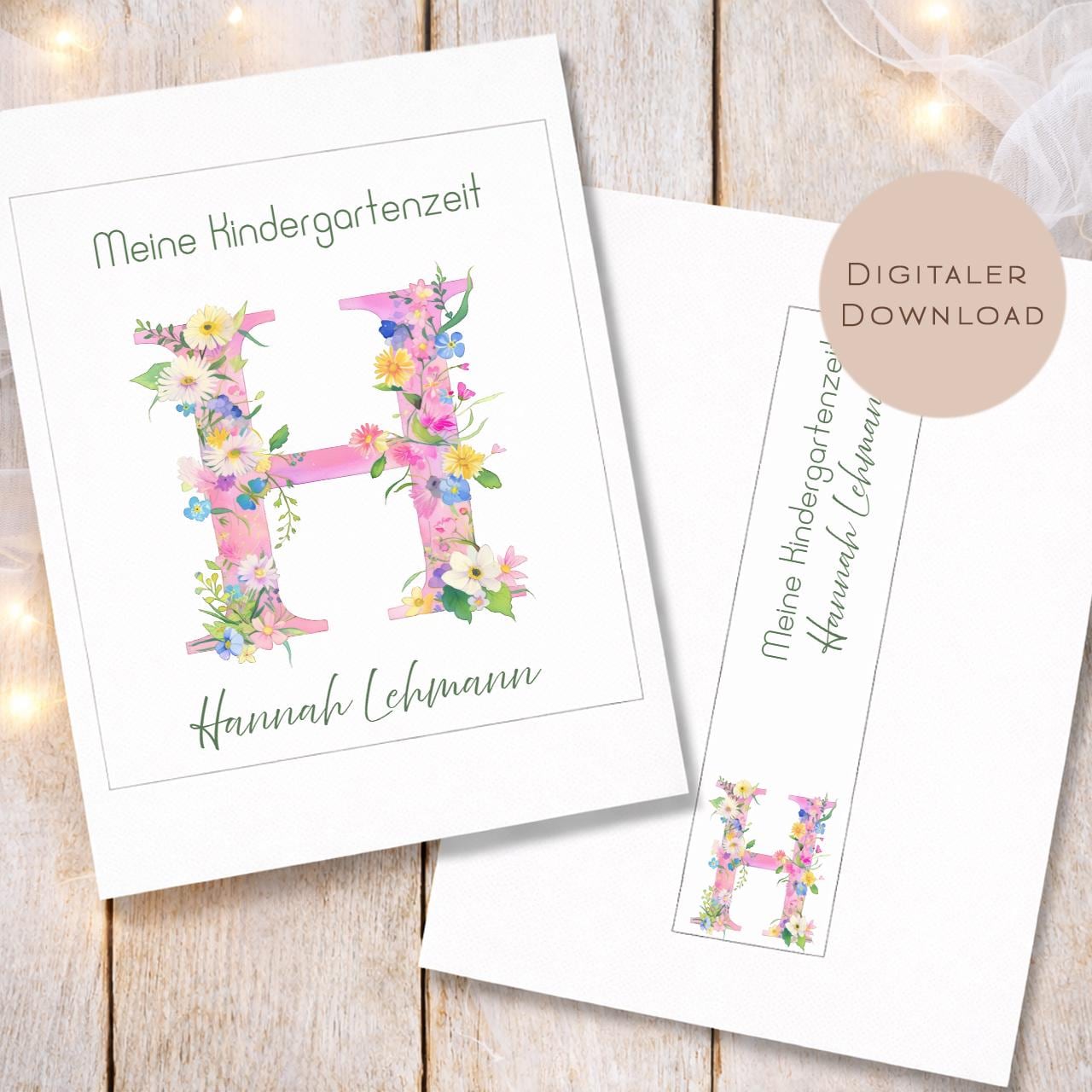 Druckvorlage Kindergarten Ordner Krippe Buchstabe Name personalisiert | Kita Sammelmappe I Ringordner Kindergartenzeit Ausdrucken Download