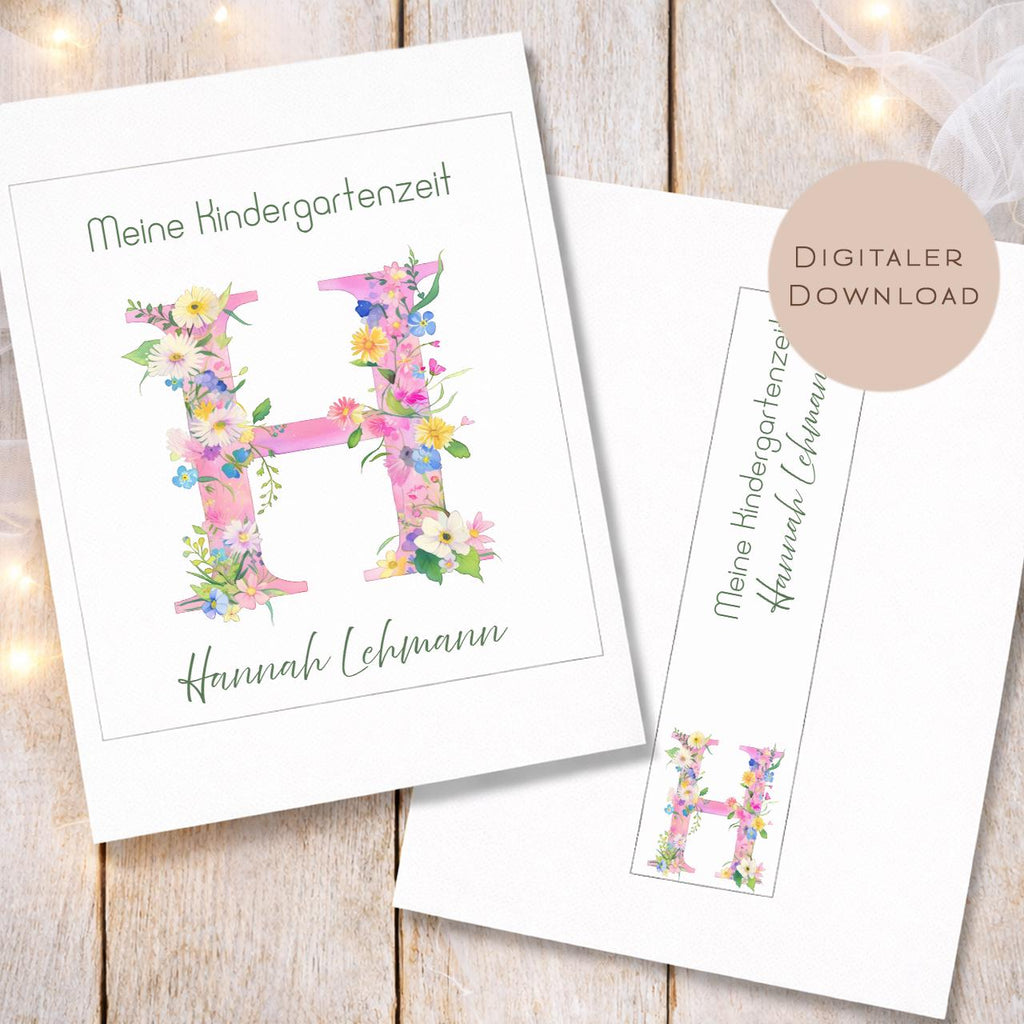 Druckvorlage Kindergarten Ordner Krippe Buchstabe Name personalisiert | Kita Sammelmappe I Ringordner Kindergartenzeit Ausdrucken Download