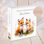 Druckvorlage Kindergarten Ordner Krippe Fuchs Name personalisiert | Kita Sammelmappe I Ringordner Kindergartenzeit Ausdrucken Download