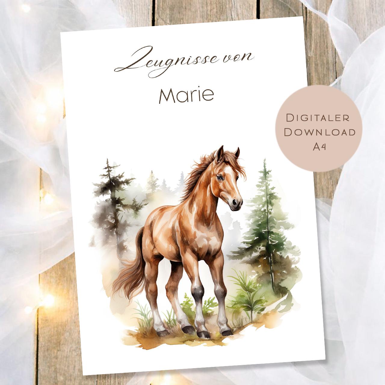 Druckvorlage Pony Zeugnismappe personalisiert | Zeugnis Name Geschenk Schulanfang I Geschenkidee Einschulung Schule Ausdrucken PDF Download