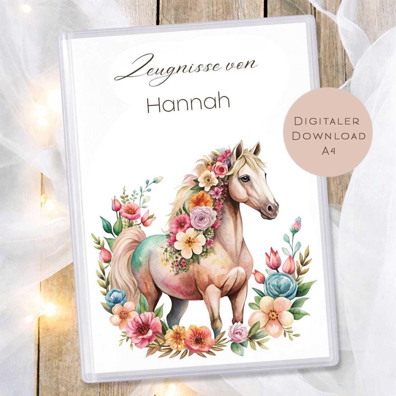 Druckvorlage Zeugnis Pferd Name personalisiert | Zeugnismappe Geschenk Schulanfang I Geschenkidee Einschulung Schule Ausdrucken PDF Download