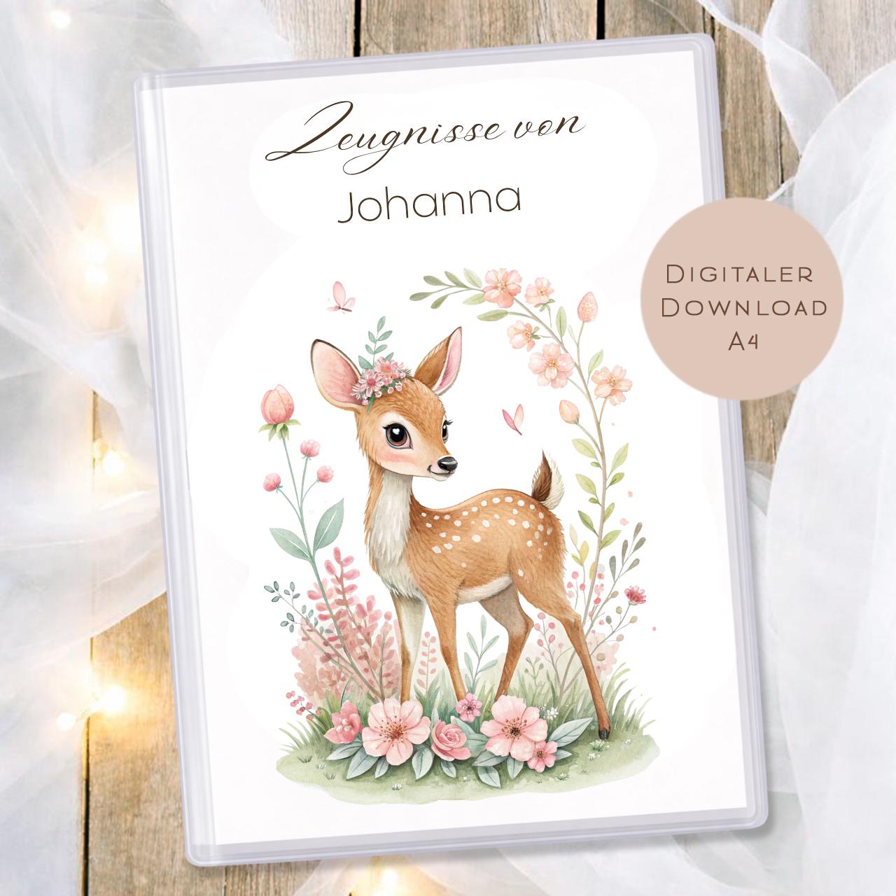 Druckvorlage Reh Zeugnismappe personalisiert | Zeugnis Name Geschenk Schulanfang I Geschenkidee Einschulung Schule Ausdrucken PDF Download