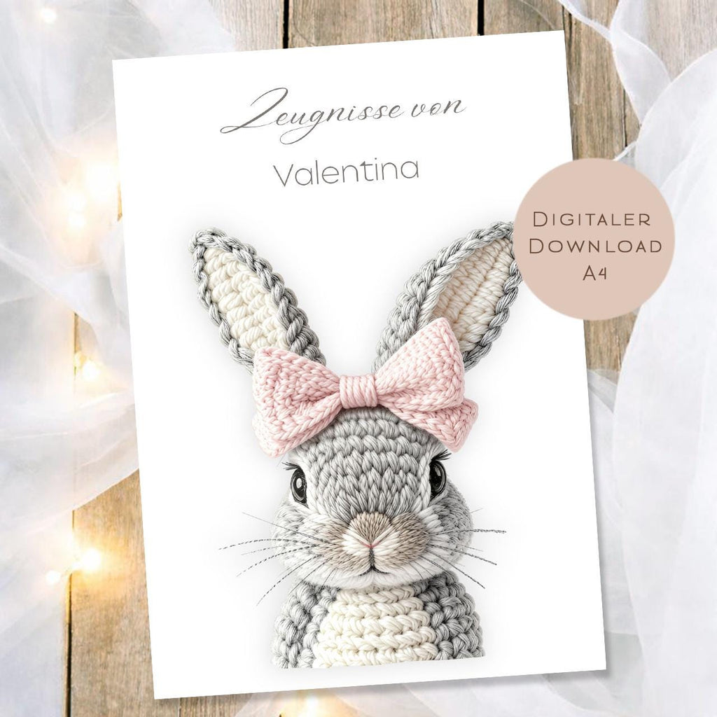 Druckvorlage Hase Zeugnismappe personalisiert | Zeugnis Name Geschenk Schulanfang I Geschenkidee Einschulung Schule Ausdrucken PDF Download